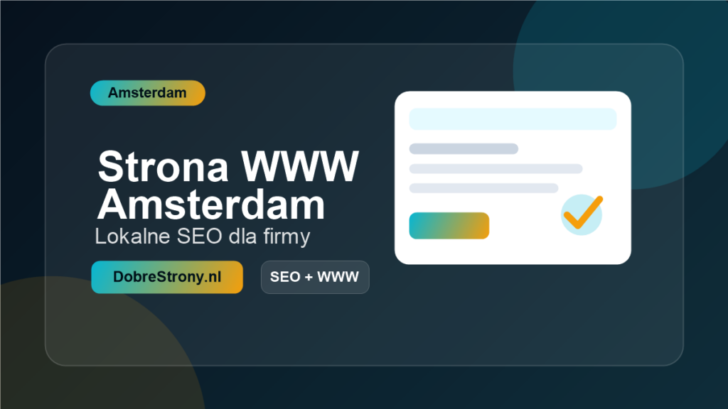 Grafika wyróżniająca artykuł o stronie internetowej dla firmy w Amsterdamie