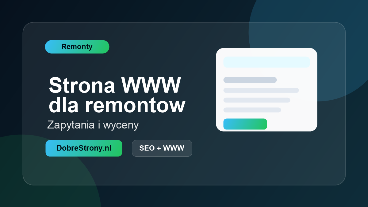 Strona internetowa dla firmy remontowej w Holandii - grafika artykulu