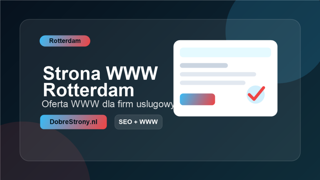 Grafika wyróżniająca artykuł o stronie internetowej dla firmy w Rotterdamie
