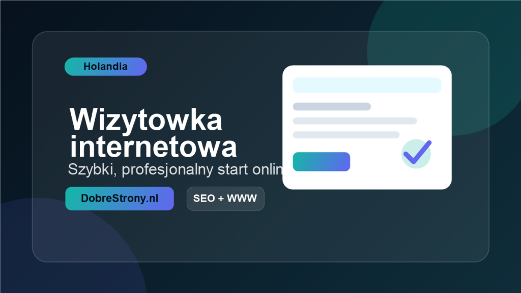 Grafika wyróżniająca artykuł o wizytówce internetowej dla firmy w Holandii